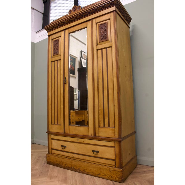 Antique Edwardian Ash Wardrobe, 1900s For Sale - Image 6 of 12
