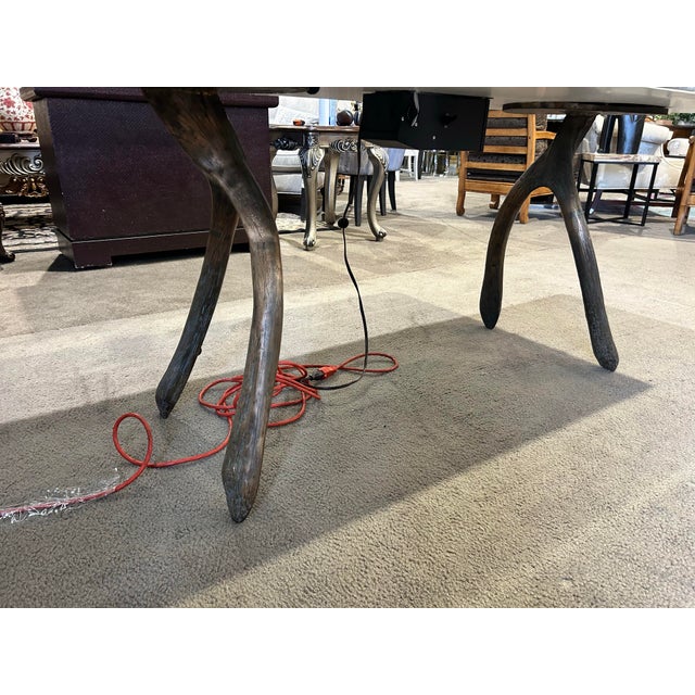 Early 21st Century Gray Marble Table With Led Light Underneath For Sale - Image 5 of 6