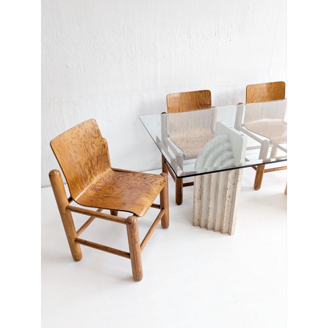 1970s Travertine and Glass Dining Table with Sculpted Legs, 1970s For Sale - Image 5 of 12