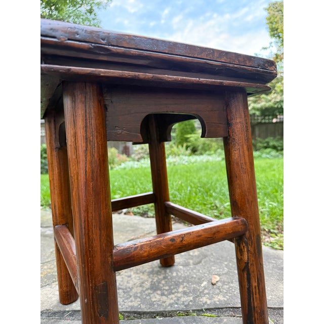 Antique Provincial Chinese Hardwood Low Stool / Table For Sale - Image 9 of 15