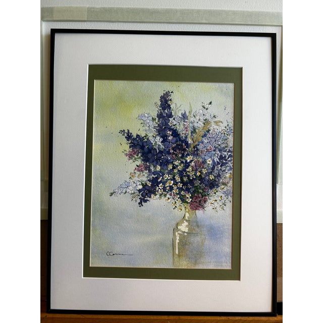 Paper Original Watercolor Painting “Blue Larkspur” For Sale - Image 7 of 7