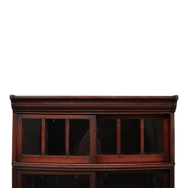 Danner Arts & Crafts Mahogany 3-Stack Sliding Door Barrister Bookcase C1920 For Sale - Image 4 of 10