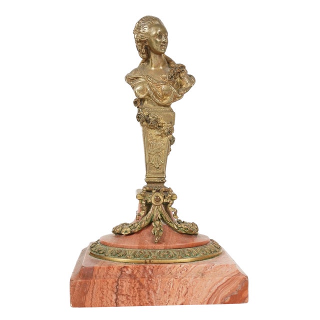 Antique French Gilt Bronze Wax Seal Sculpture on Marble Base For Sale - Image 4 of 4
