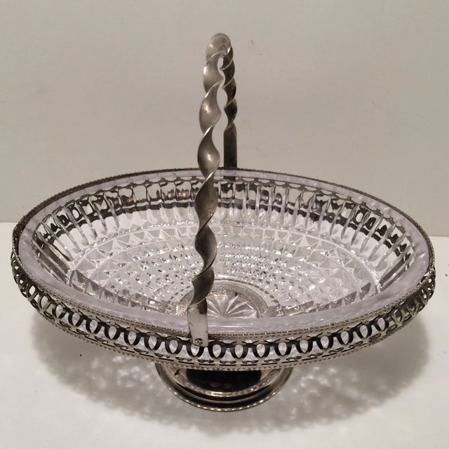 Cake Basket Metal and Crystal Made in England For Sale - Image 10 of 10