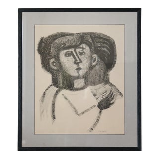 1960s Mid-Century Scandinavian Lithograph "The Family" by Swedish Artist Nils Wedel, Signed & Numbered For Sale