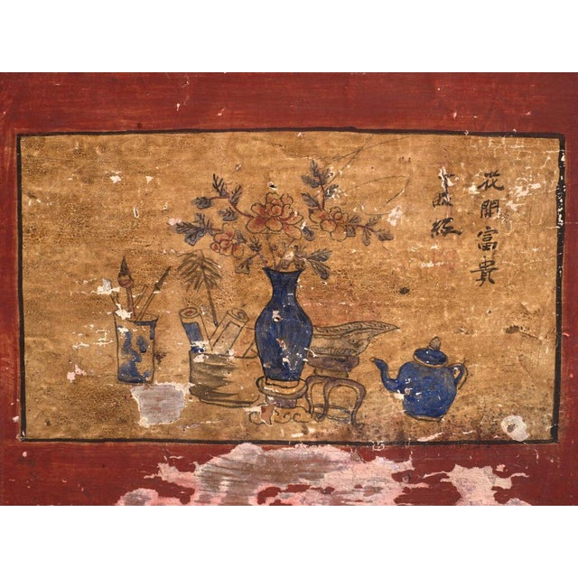 Brown Antique Qing Dynasty Bogu Shanxi Cabinet or Sideboard in Painted Pine For Sale - Image 8 of 14
