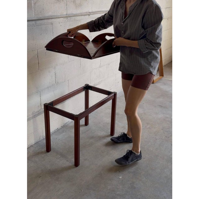 Mid-Century Modern Vintage Scandinavian Mid Century Modern Transforming Wooden Tray Table For Sale - Image 3 of 9