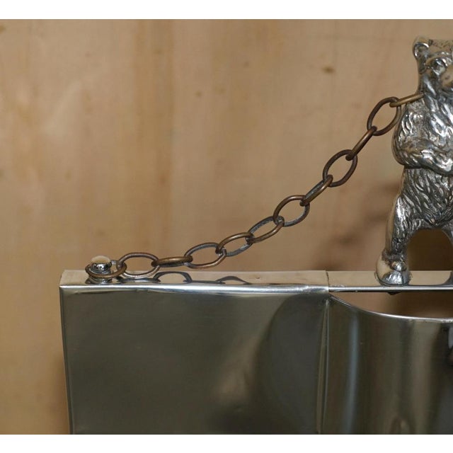 1920s Art Deco Polished Chrome Fire Guard Screen with Bear on Top, 1920s For Sale - Image 5 of 18