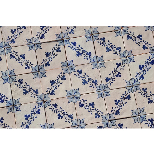 Antique 19th Century Portuguese Tiles With Floral Garland and Star Motif Set of 75 For Sale - Image 14 of 18