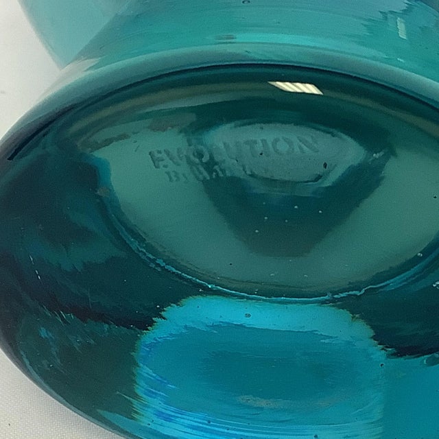 Glass Vintage Waterford Polish Crystal Evolution Turquoise & White Rose Vase. For Sale - Image 7 of 8