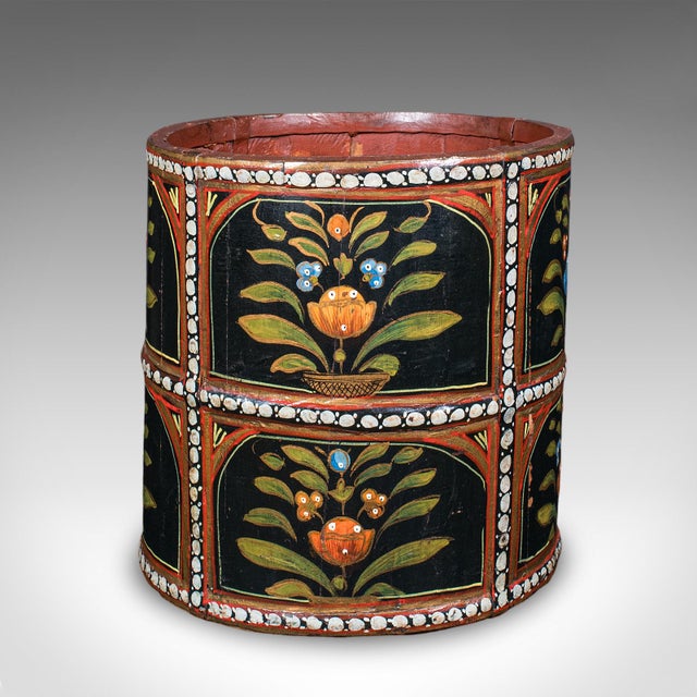 English Vintage Storage Bin, English, Handpainted, Waste Paper Basket, Mid Century, 1960 For Sale - Image 3 of 9