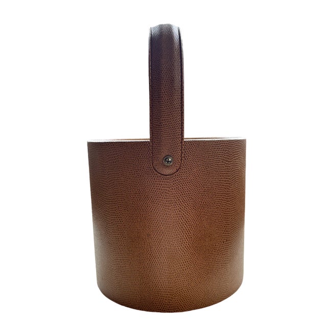 Modern Vintage Georges Briard Faux Snakeskin Ice Bucket in the Style of Hermes For Sale - Image 3 of 10