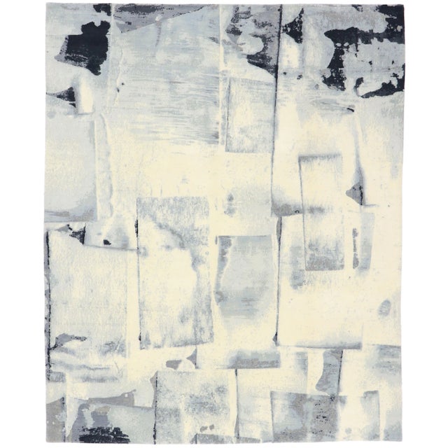 Vintage Monochrome Franz Kline Style Rug, 8'1 X 9'11 For Sale - Image 10 of 10