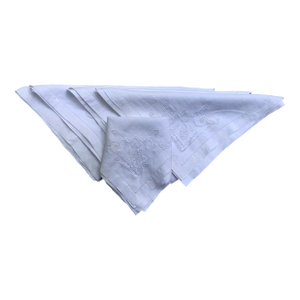 Circa 1900 French Linen Napkins With Masterful Needlework- 5 Pieces