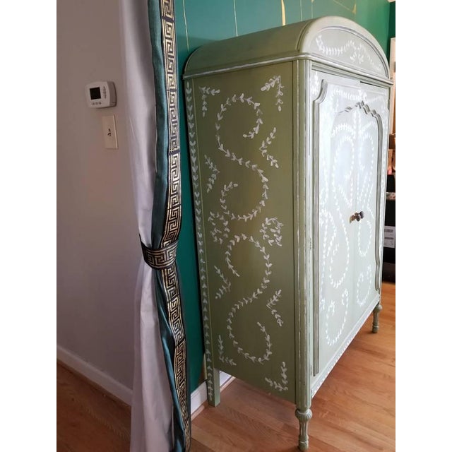 1960s Vintage French Country Hand-Painted Armoire For Sale - Image 5 of 11