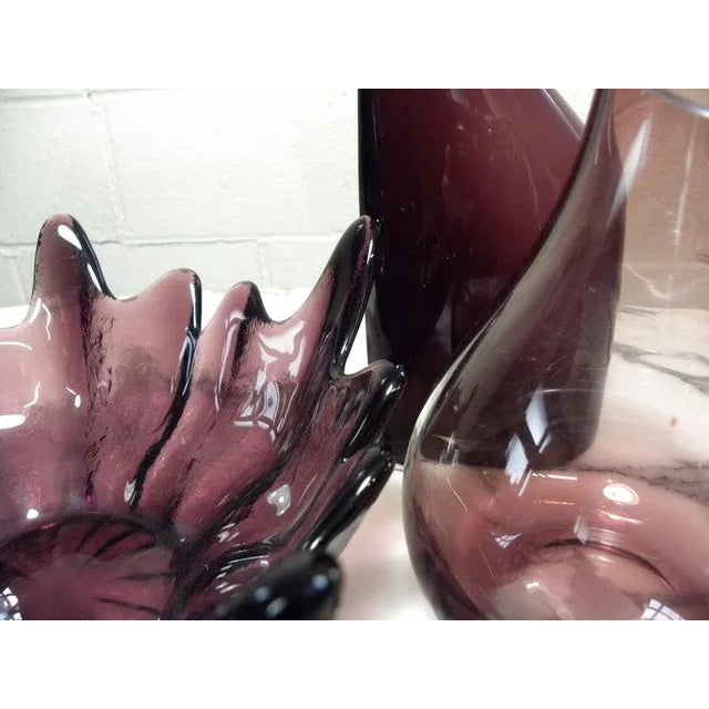 1960s Vintage Purple Art Glass Vases - Set of 3 For Sale - Image 5 of 6