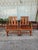 solid Wood teak patio set of four Armchairs with natural color Wood