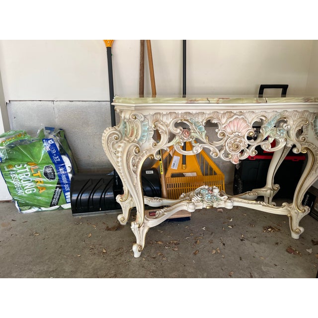 Cream 1960s Italian Rococo Console Table Baroque Revival For Sale - Image 8 of 11