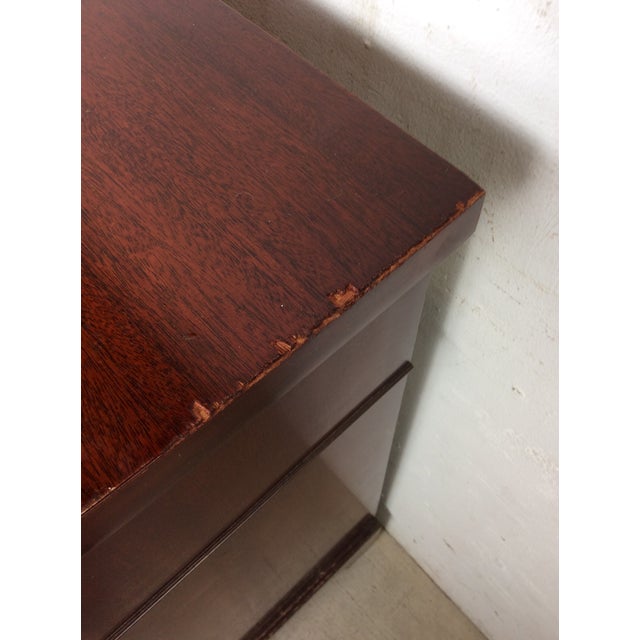 Mid Century Georgian Style Lowboy Dresser With Bowfront Design and 9 Drawers For Sale - Image 4 of 18