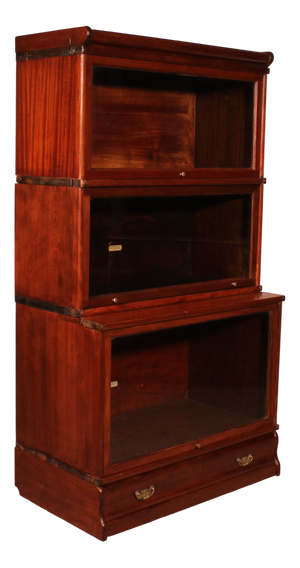 Mahogany Bookcase with 3 Large Elements and Projection from Globe Wernicke, 1890s
