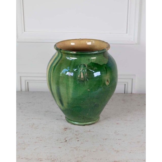 French 19th Century Green and Yellow Splash-Glaze Confit Pot For Sale - Image 4 of 9