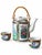 Glass Mid 20th Century Chinese Rose Medallion Porcelain Teapot With Wrapped Cane Handle & Two Cups — 3-Piece Set For Sale - Image 7 of 11