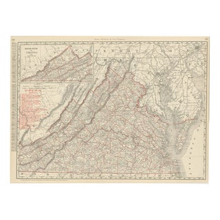 Antique Map of Virginia The Dominion by Ran McNally, 1899 For Sale