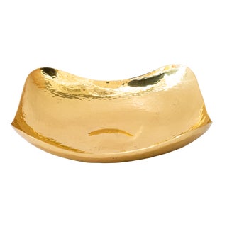 Art Deco Hammered Brass Fruit Bowl, 1920s For Sale