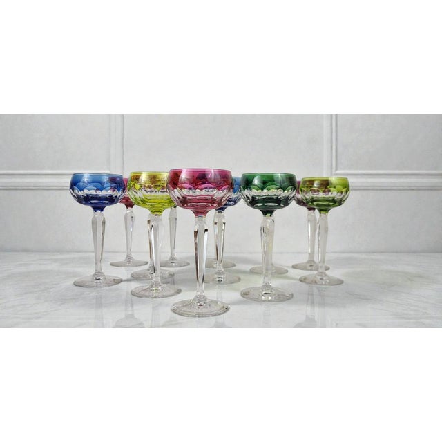 Crystal Colored Wine Glasses from Val Saint Lambert, 1960s, Set of 6 For Sale - Image 4 of 10