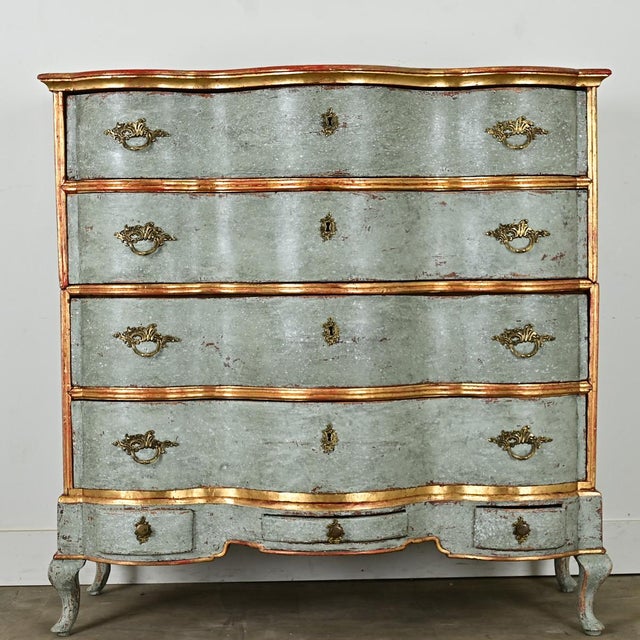 Sky Blue Italian 20th Century Painted & Gilt Chest of Drawers For Sale - Image 8 of 12