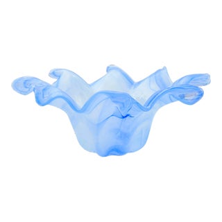 Mid 20th Century Lavorazione Arte Murano Art-Glass Centerpiece With Blue Hues For Sale