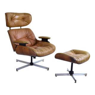 Vintage Mid-Century Modern Plycraft Eames Style Lounge Chair and Ottoman For Sale