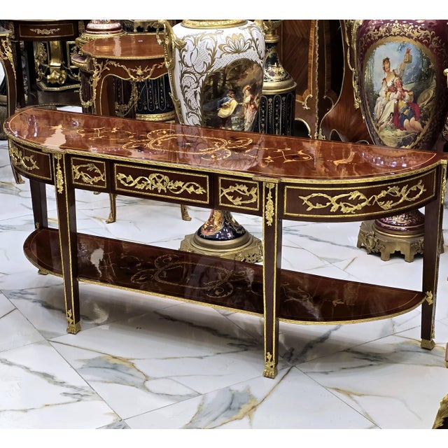 2010s Louis XVI Neoclassical Gilt Bronze Console Table For Sale - Image 5 of 6