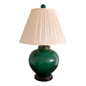 Monumental Chinese Emerald Green Porcelain Vase Table Lamp