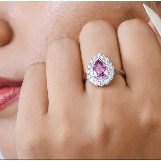 Natural 1.80 cts pink sapphire & 0.65 cts diamond ring in 18k gold For Sale - Image 18 of 18
