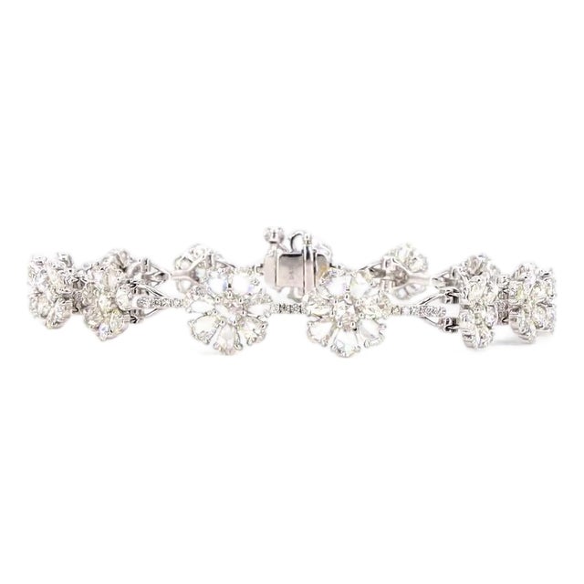5.15 Carat Rose Cut Diamond Gold Bracelet For Sale