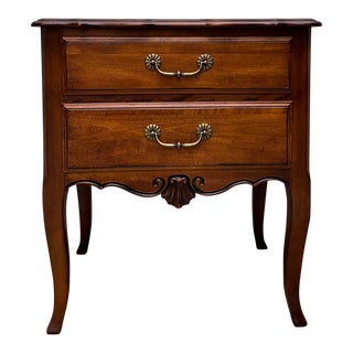 Ethan Allen Brown Cherry Finish Solid Hard Wood Two Drawer Nightstand For Sale