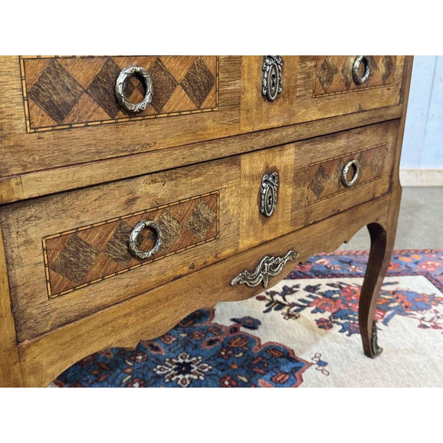 Transitional Style Walnut Commode with Marble Top, 1950s For Sale - Image 17 of 18