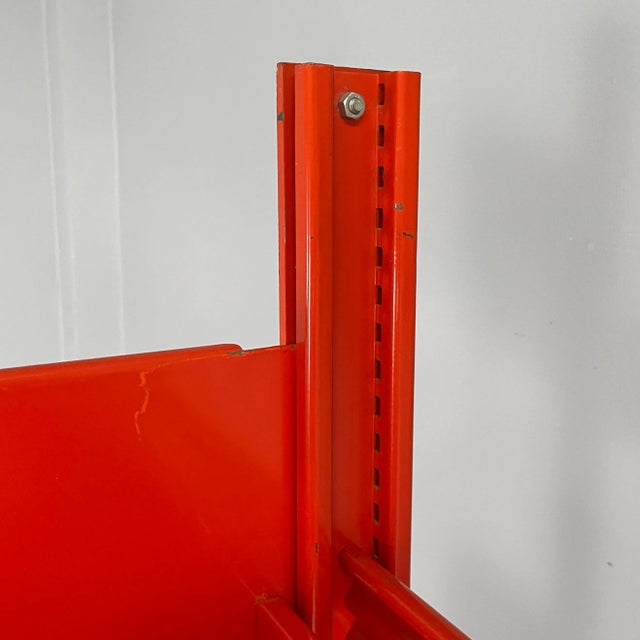 Industrial Modern Italian Orange Metal Bookcase Congresso by Lips Vago, 1970s For Sale - Image 10 of 18