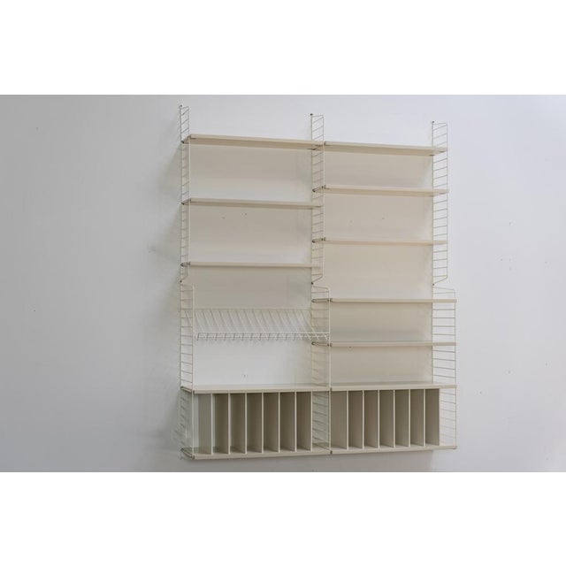 Cream Vintage Shelving System with 2 Record Cabinets by Kajsa & Nils Strinning for String, Sweden, 1960s For Sale - Image 8 of 16