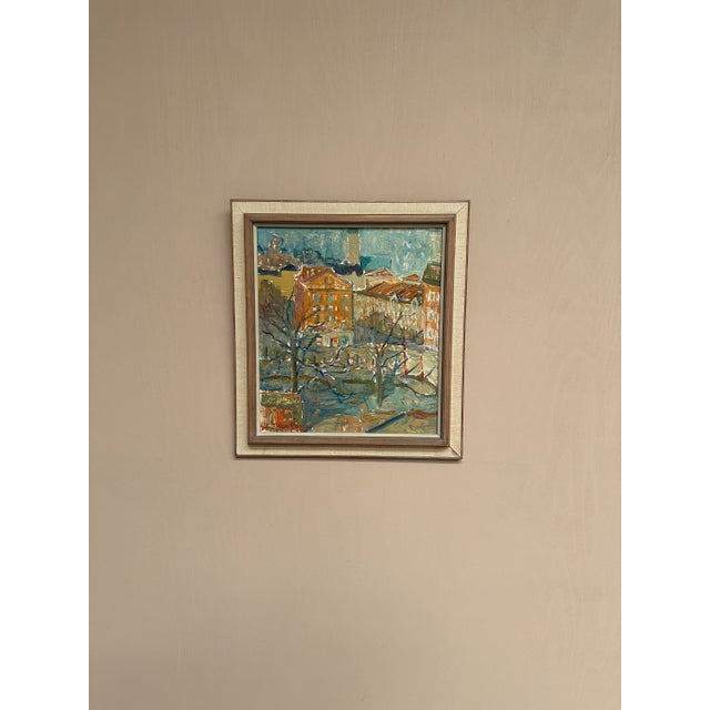 Rune Person, City Scene, 1950s, Oil Painting on Canvas, Framed For Sale - Image 14 of 18