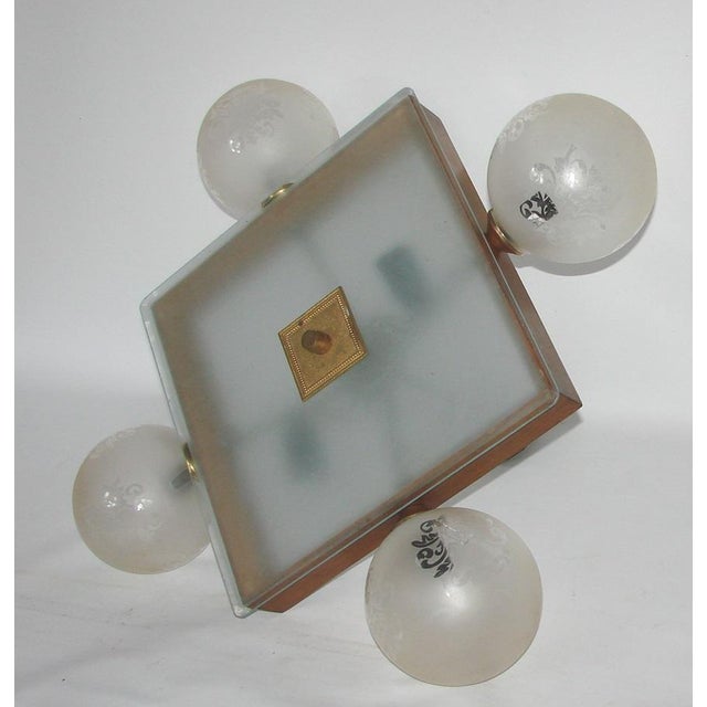 Mid-Century Ceiling Light in Brass, Wood and Frosted Glass, 1950s For Sale - Image 10 of 15