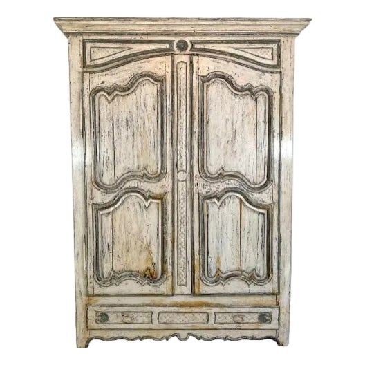 Monumental Late 18th Century French Provincial Painted Louis XV Armoire, Circa 1770–1800 For Sale