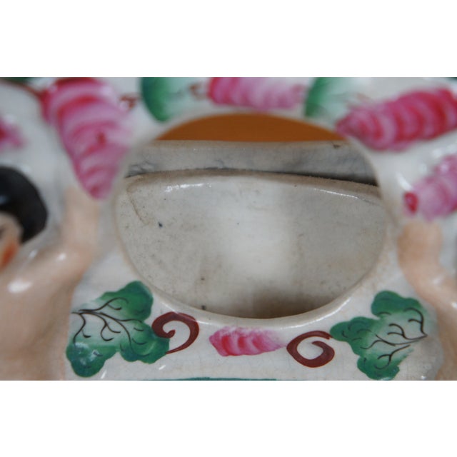 White Antique Staffordshire Castle Cherub Pocket Watch Tower Spill Vase For Sale - Image 8 of 12