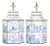 A Pair of Vintage Hand-Painted Blue and White Imitation Dutch Tile Landscape Tea Can Table Lamps For Sale