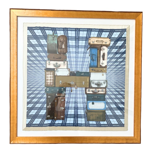 Hermes H en Voyage Framed Vintage Silk Scarf 32" For Sale