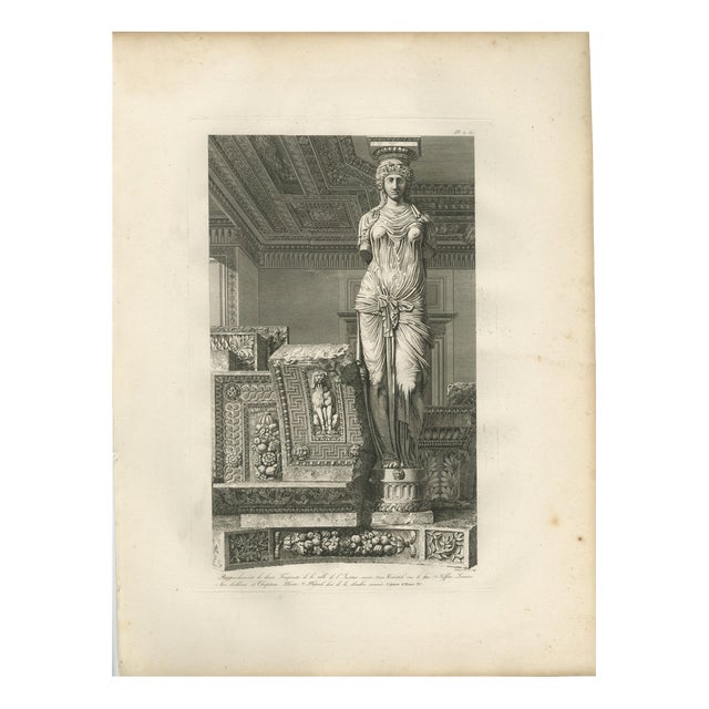 Louis-Pierre Baltard, Caryatid Sculpture of the Louvre Interior, 1803, Paper For Sale