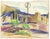 Grace Spongberg (American, 1906-1992) "Old Tucson" oil pastel on paper, estate stamp on reverse. Grace Spongberg grew up...