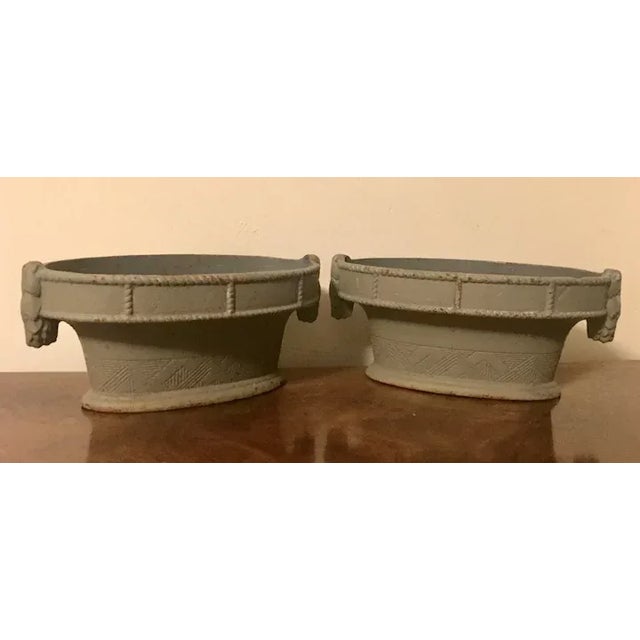 French Art Deco Cast Iron Oval Basket Form Garden Urns - A Pair For Sale - Image 11 of 13