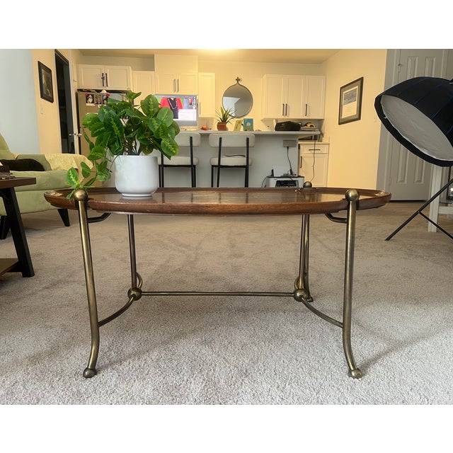 Mid-Century Modern 1960s Mid Century Modern Tea Table W/Wood Top & Brass Legs For Sale - Image 3 of 9